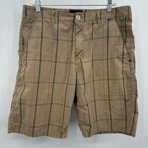 hurley brown plaid shorts men’s 34